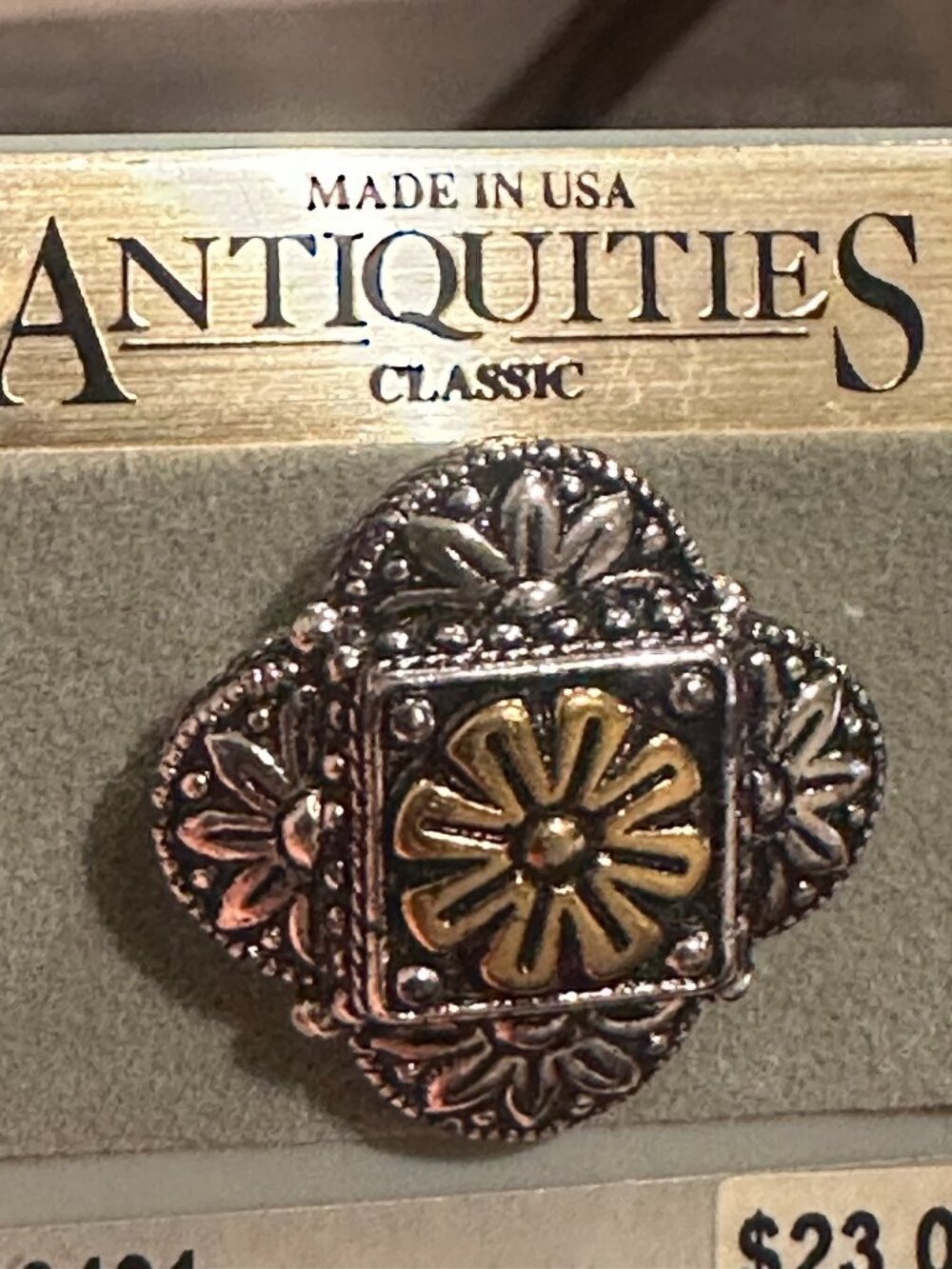Vintage 1928 Antiquities Classic Two Tone Brooch Silver & Gold Floral Design Pin - Picture 8 of 8